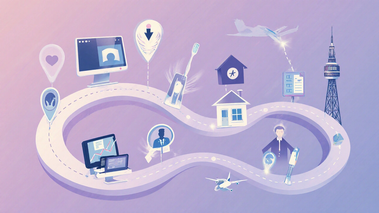 Winding roadmap with icons for each easy, high‑paying career.